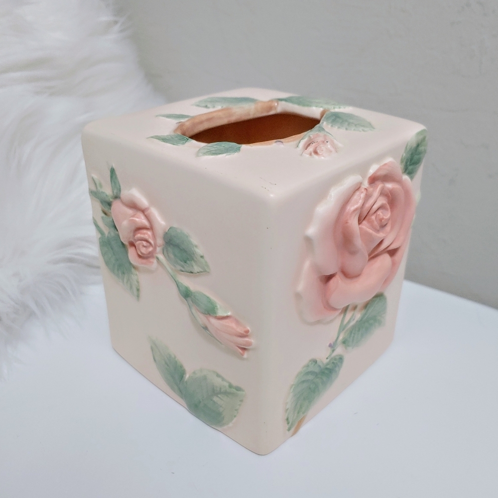 Fitz & Floyd blushing Rose tissue box cover